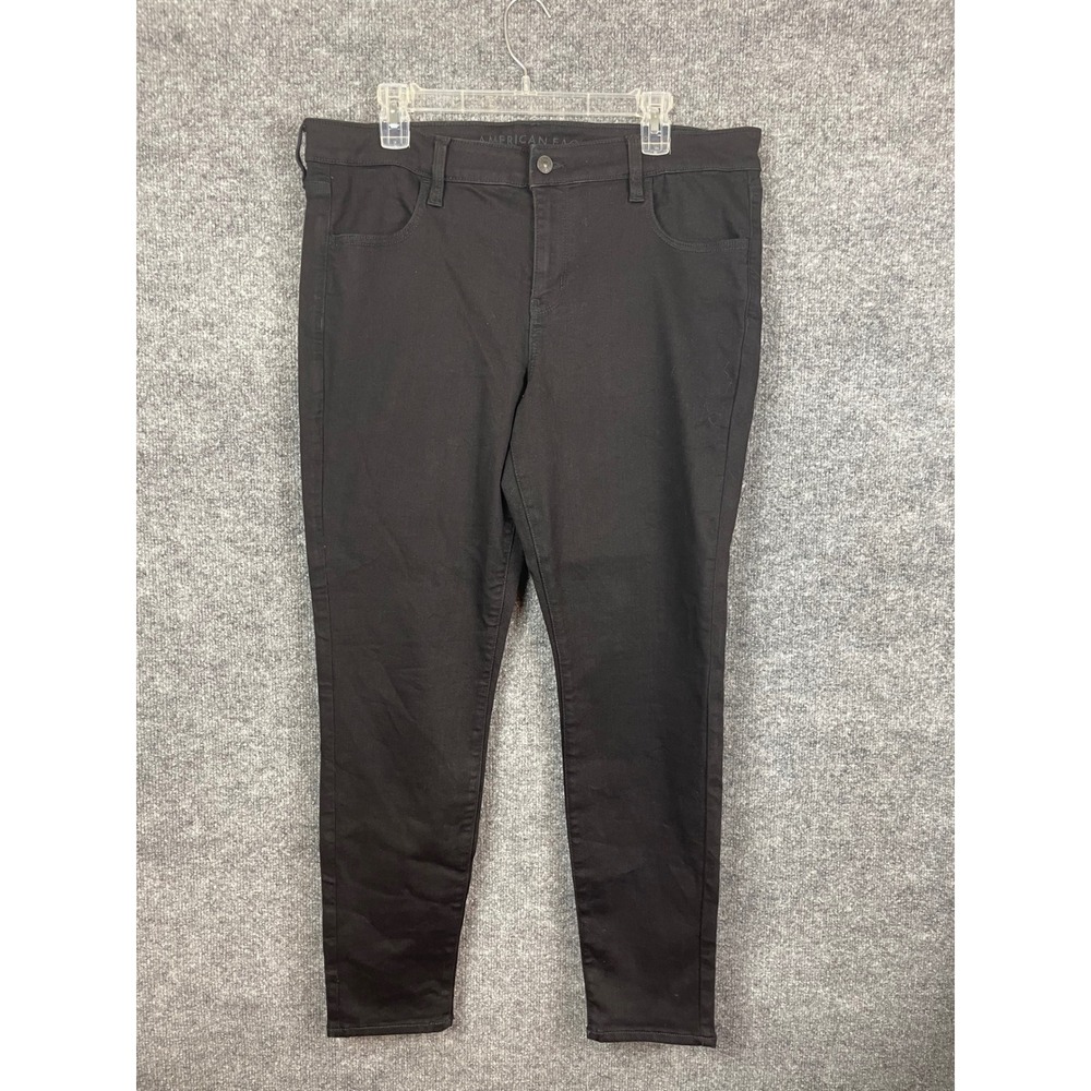 American Eagle Skinny Jeans Womens 16 Black Excellent Stretch Denim